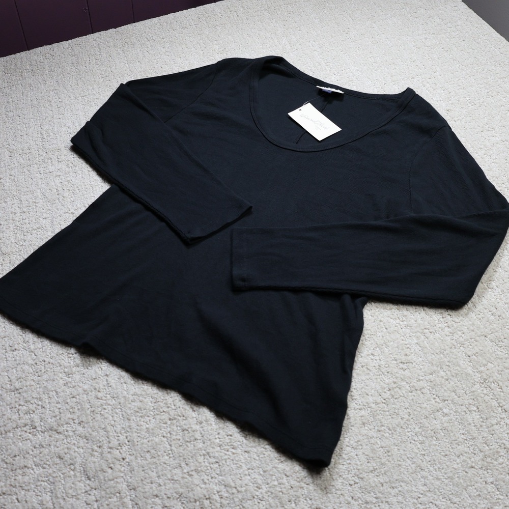 Universal Thread Womens XXL Black Ribbed Scoop Neck Long Sleeve Top NWT